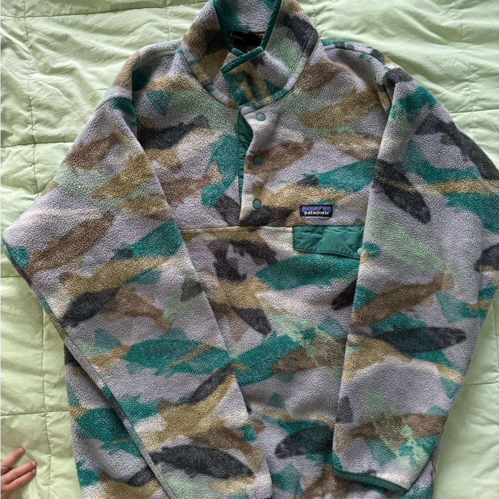 Patagonia Camouflage Fleece Sweater - Green, Gray, Brown